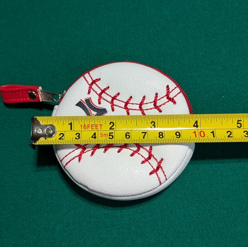 White Baseball Coin Purse with Red Stitching For Any Age